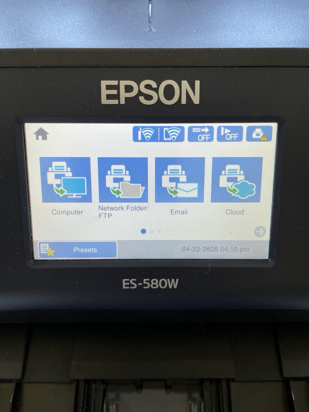 Epson WorkForce ES-580W Wireless Color Duplex Desktop Document Scanner