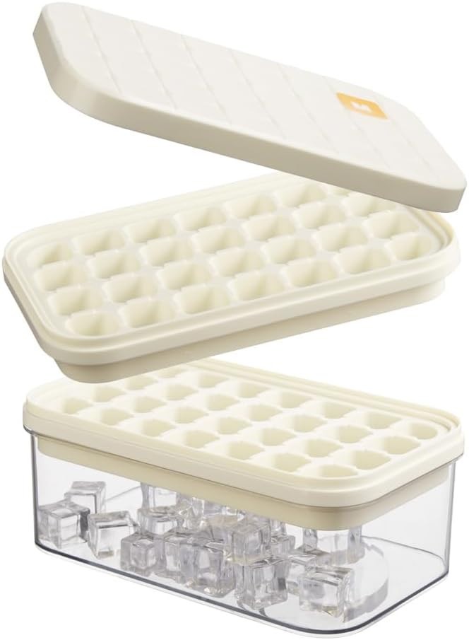 Brigii Ice Cube Tray 56 Cubes with Lid Bin Scoop Silicone