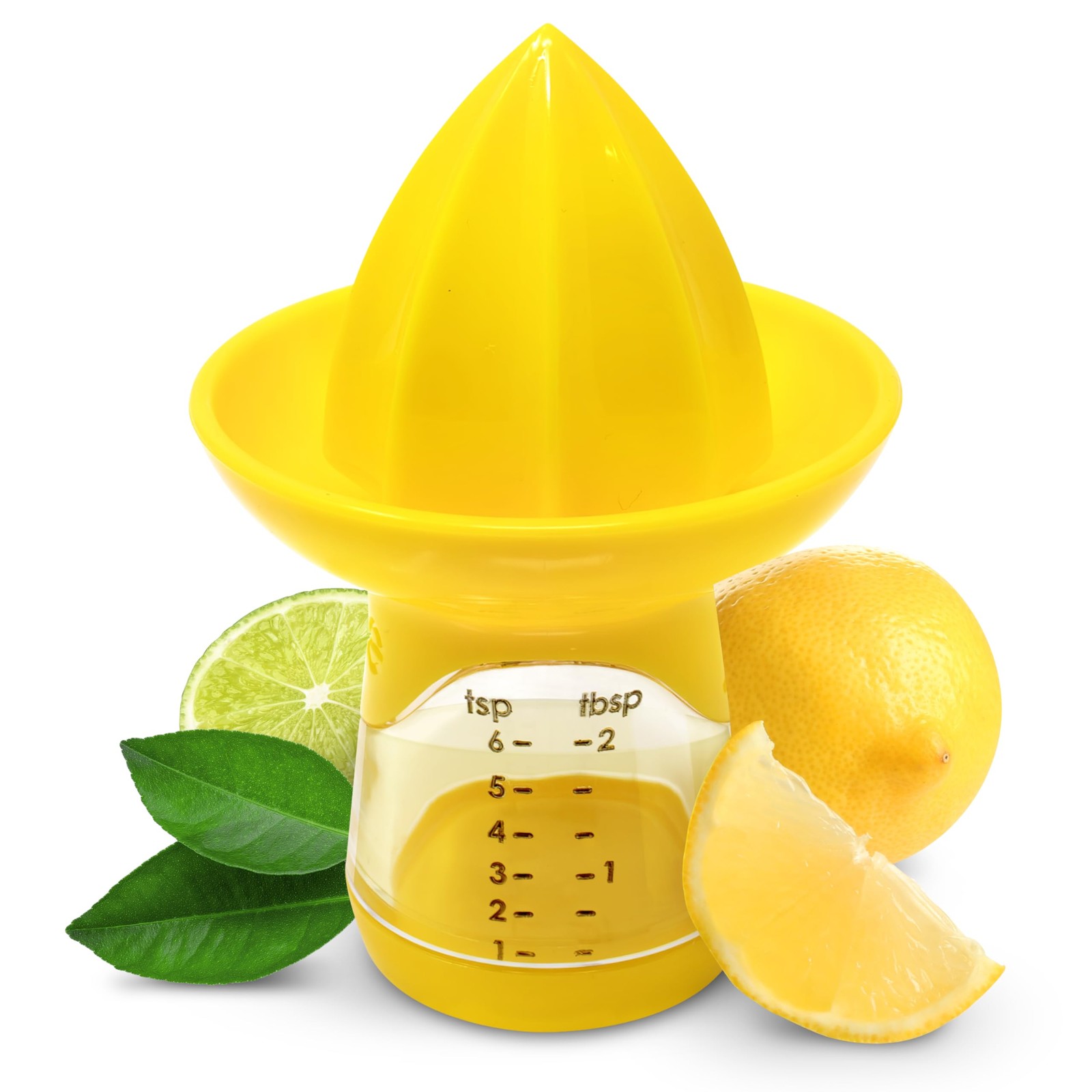 Lemon and Lime Small Hand Juicer and Reamer, Built-In Measuring Cup
