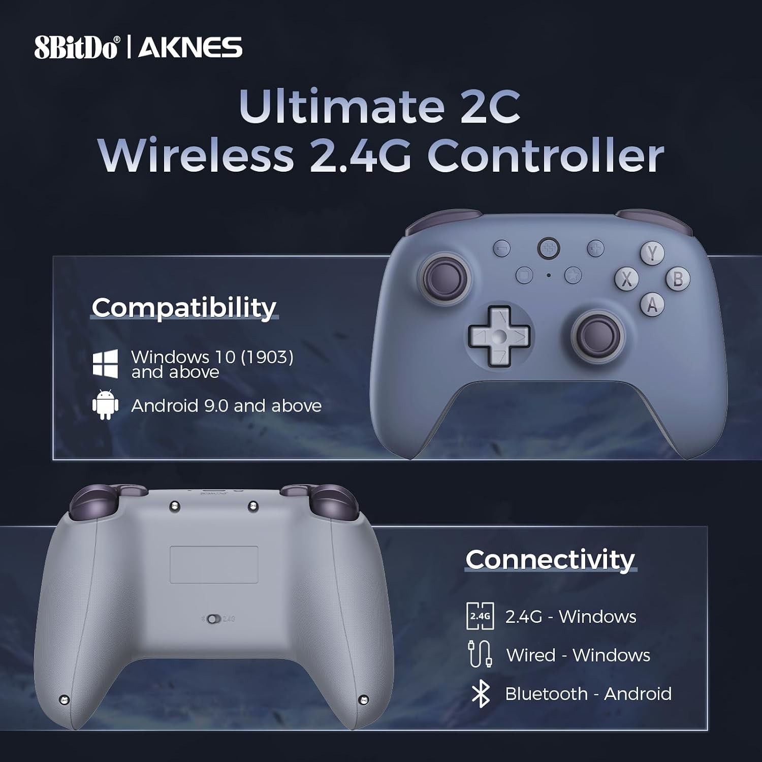 8BitDo Ultimate 2C Wireless 2.4G Hall Effect Gamepad Windows Android Blue