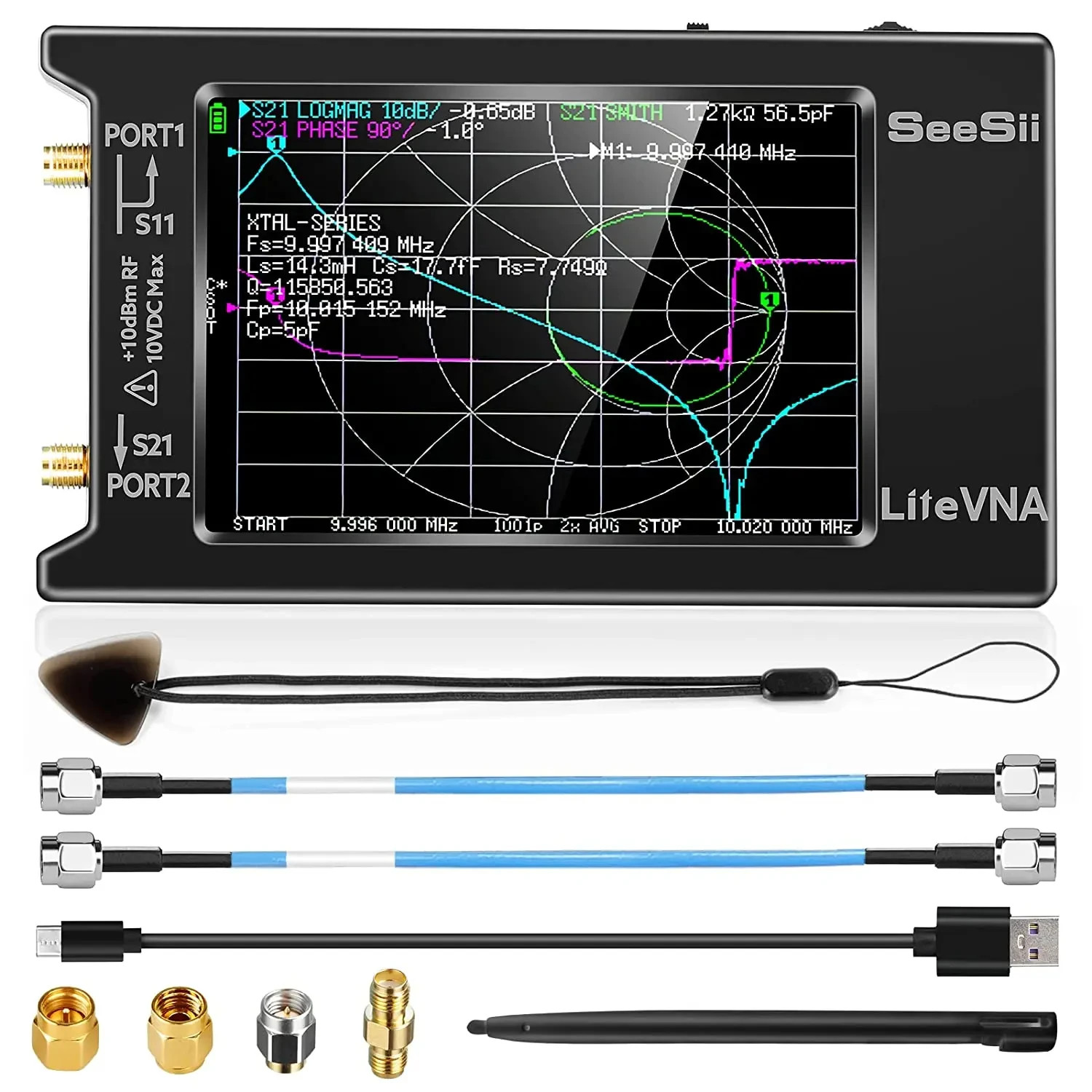 SeeSii NanoVNA-H LiteVNA 4in Vector Network Analyzer 50kHz-6.3GHz SWR Tester