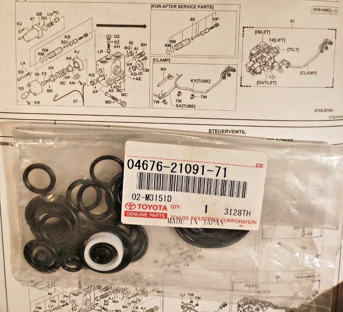 TOYOTA 04676-21091-71 Oil Control Valve Overhaul Kit (3WAY) OEM GENUINE TOYOTA