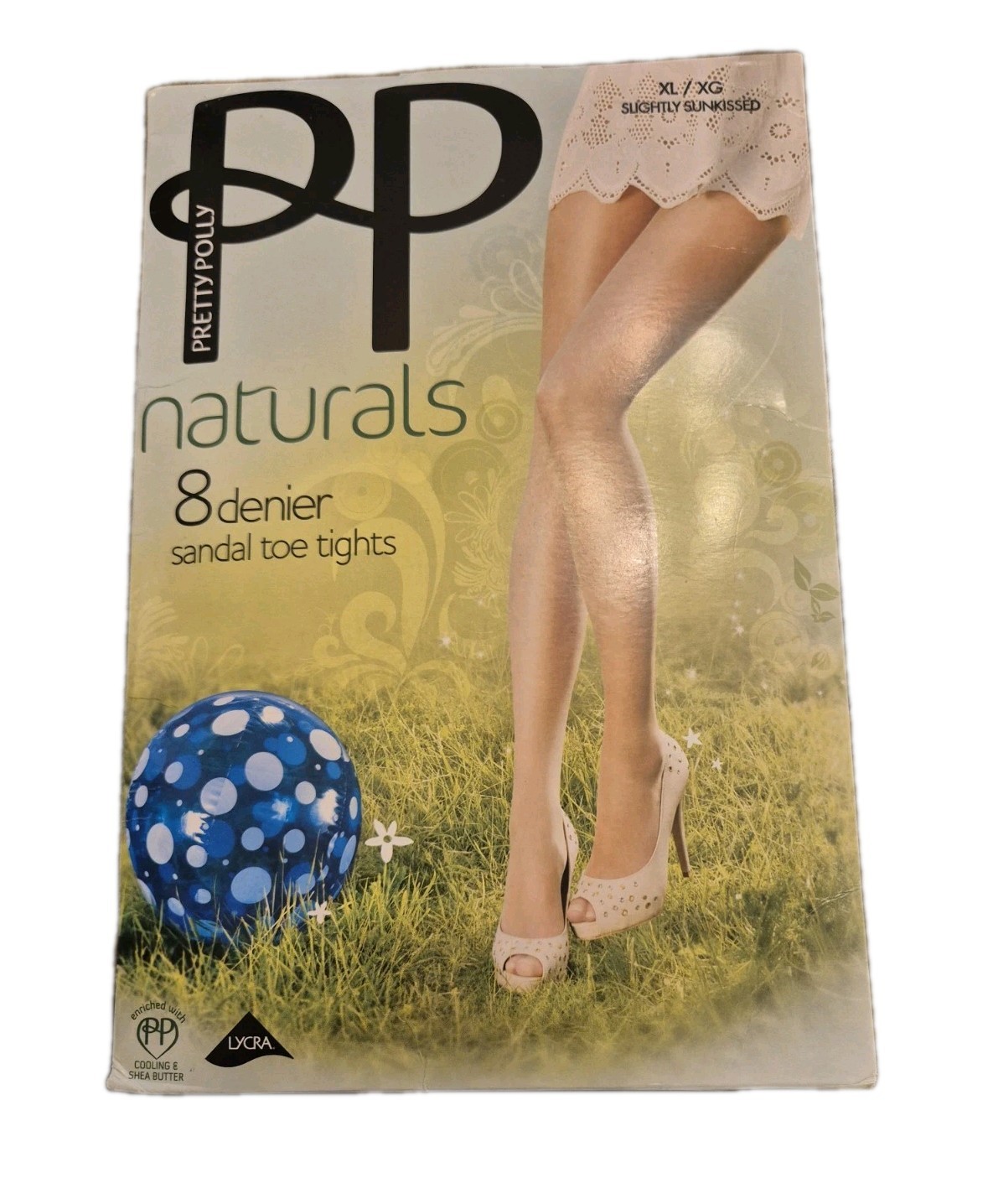 Pretty Polly Naturals 8Denier Sandal Toe Tights Slightly Sunkissed ~New Free P&P