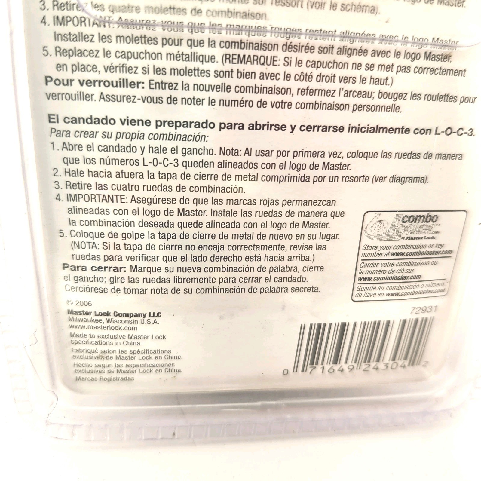 Master Lock Password Plus 2006 Letters And Numbers 1534D- RED