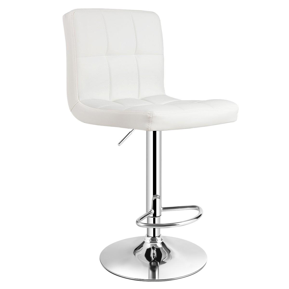 Costway 3PCS Pub Table Set 24" Round Bar Table & 2 Adjustable Bar Stools White