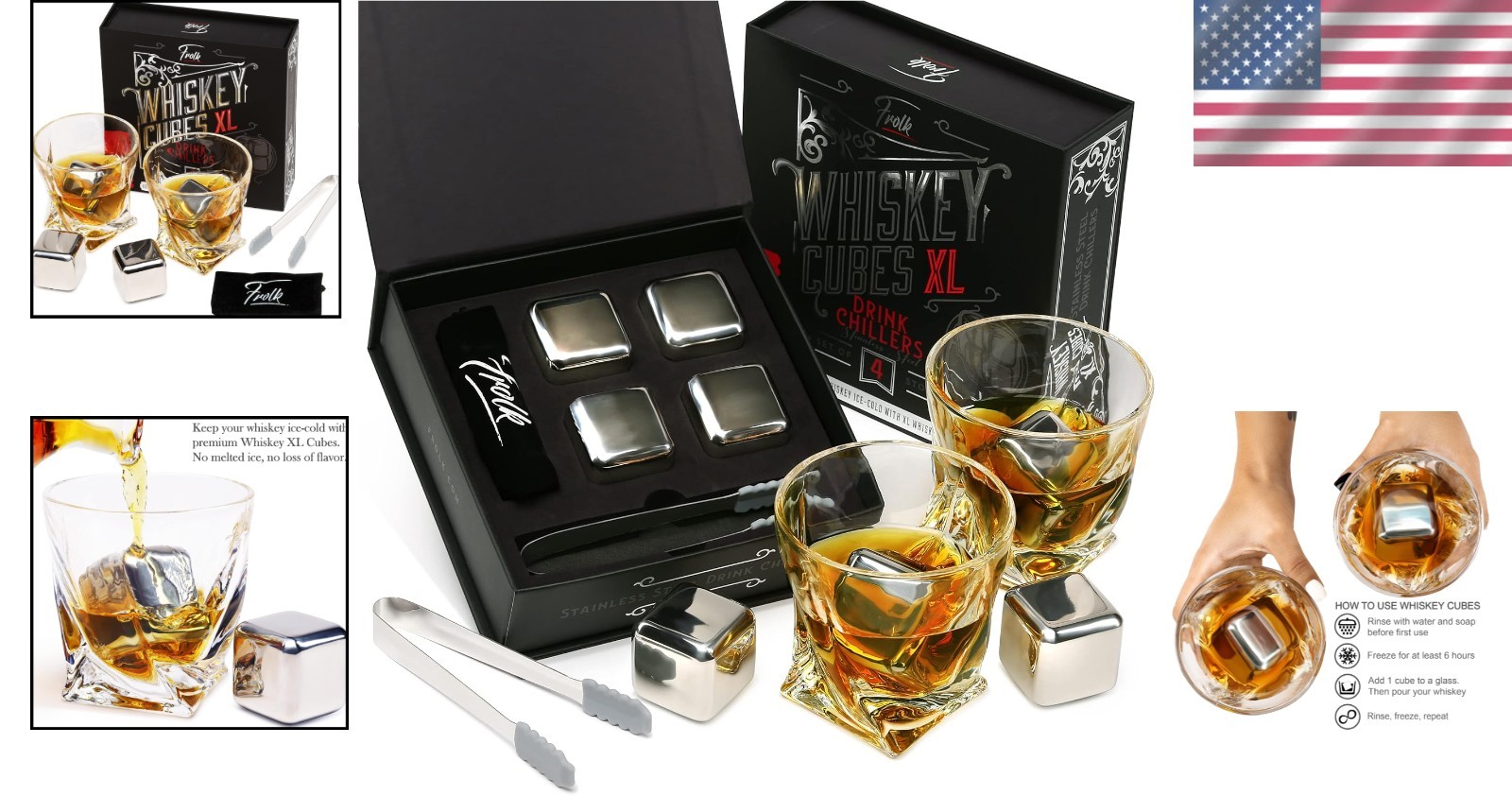 Whiskey Ice Cubes & Special Tongs