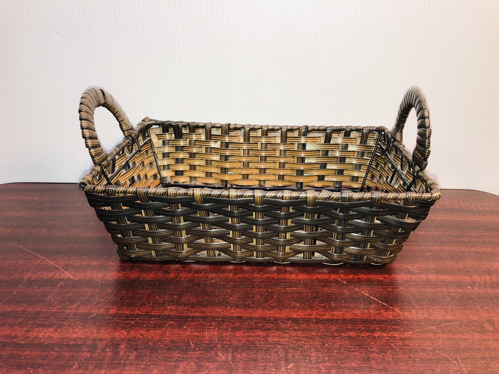 Hand-woven Rectangular Basket - 12”x8”x4” With Handles