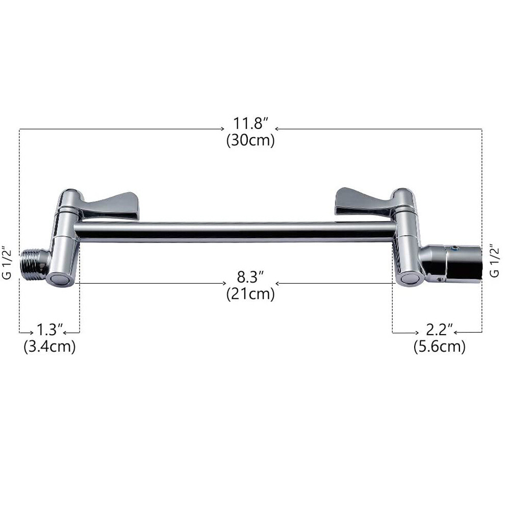 11" Solid Brass Shower Head Extension Arm with Lock Joints Adjustable Height