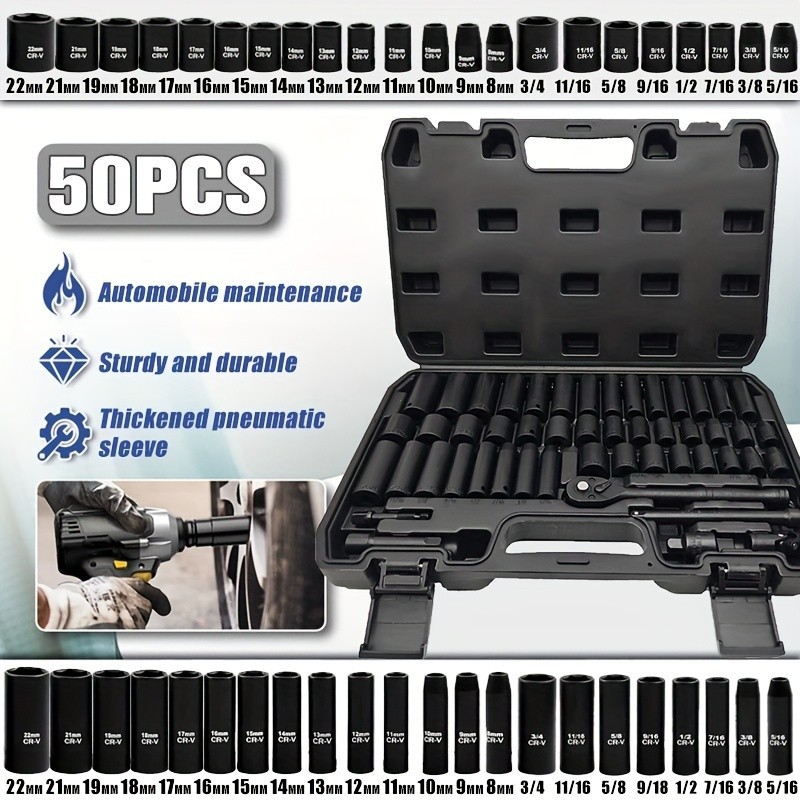 50-piece impact sleeve set - 3/8 inch drive