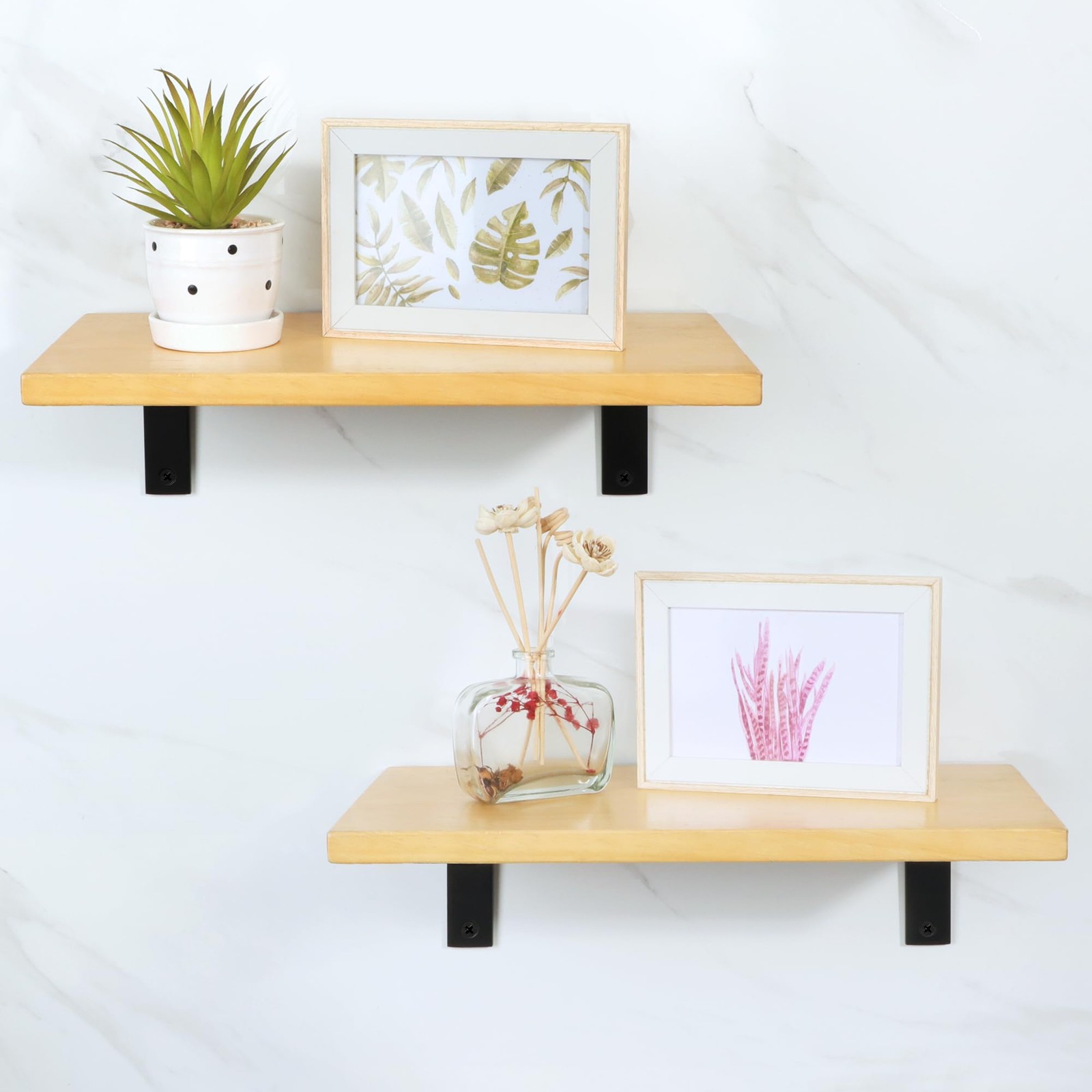 Floating Shelf Brackets Heavy Duty L-Shaped Wall Brackets - Black Angle Corne...