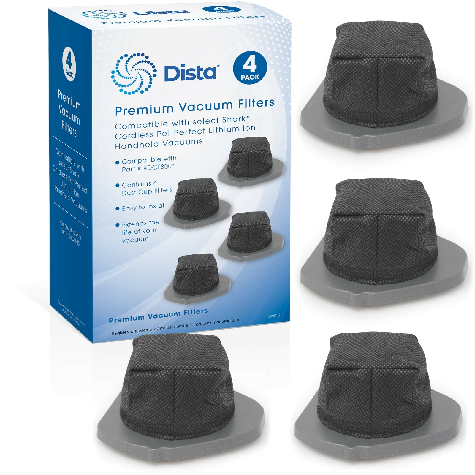 Pack of 4 Dust Cup Filter Compatible with Shark Cordless Pet Perfect Lithium-Ion