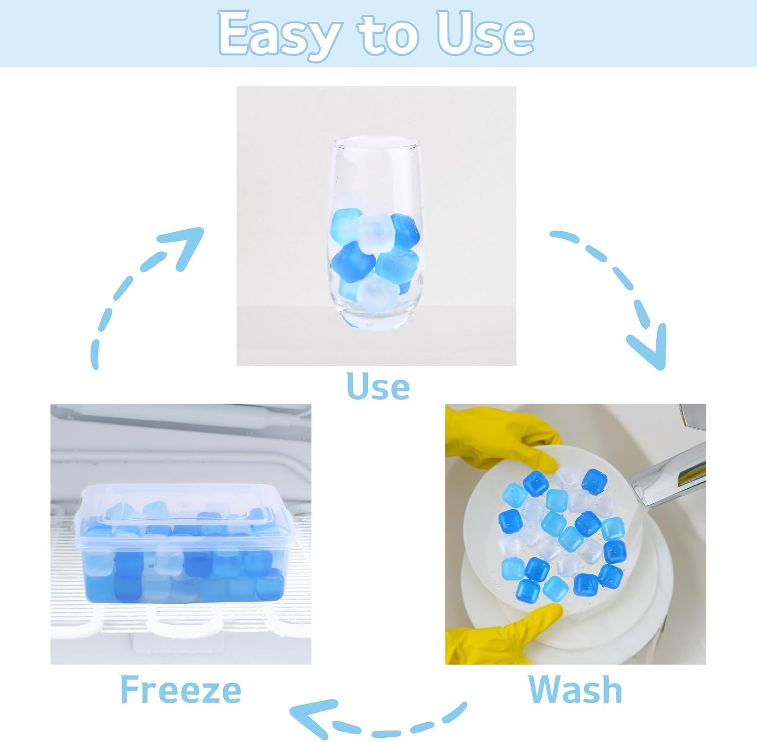 Reusable Ice Cube with Lid & Bin, 60 Pack Plastic Ice Cubes for Drinks BPA Free,