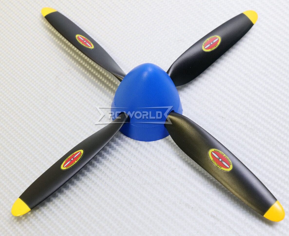 TopRC Hobby Airplane 4 Blade PROPELLER W/ Nose Spinner For P-51 Airplane BLUE