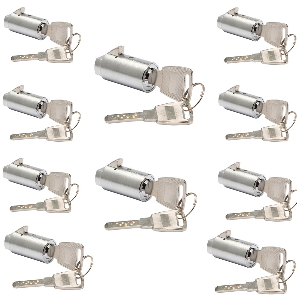 10 Brass Dimple Cylinder Plug Lock Vending T handle KEYED ALIKE Dixie Narco