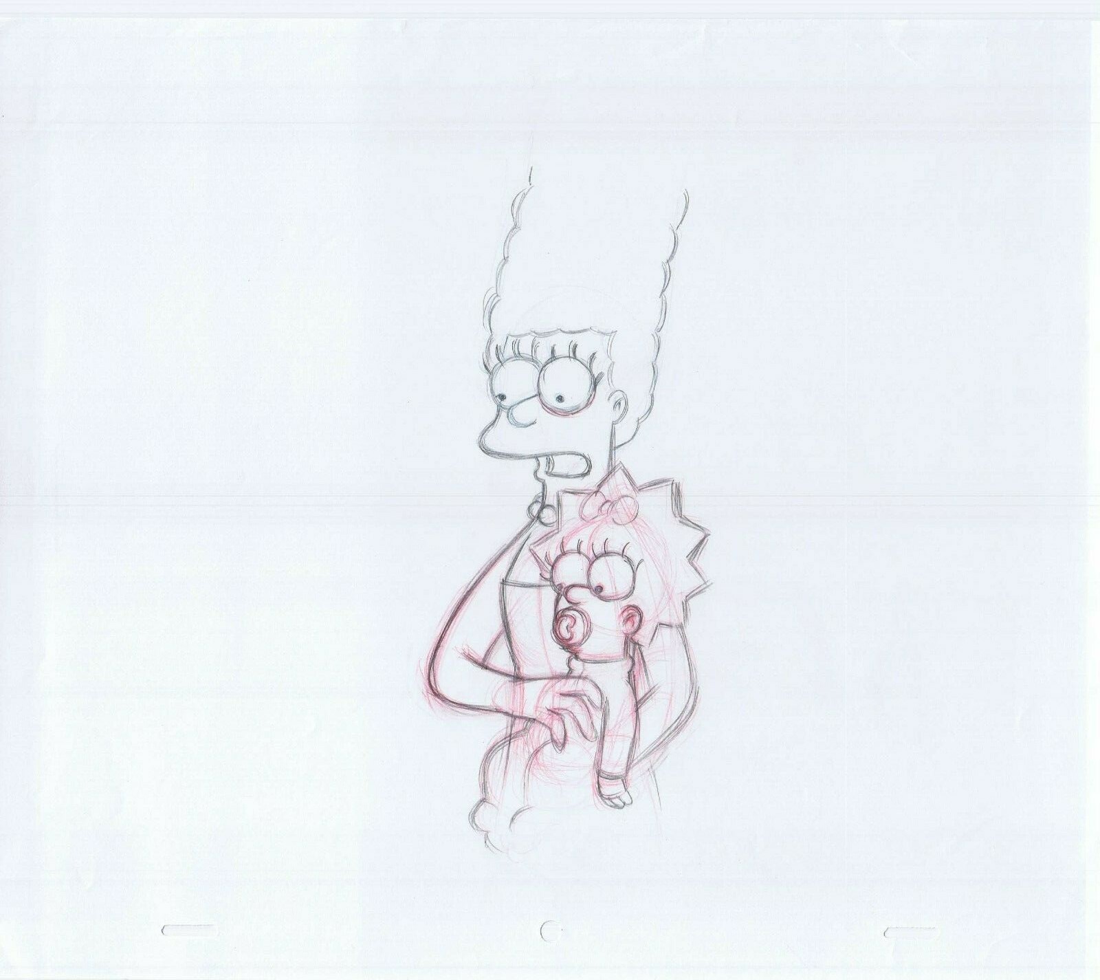 Simpsons Marge Maggie Original Art Animation Production Pencils Rough Comp #1