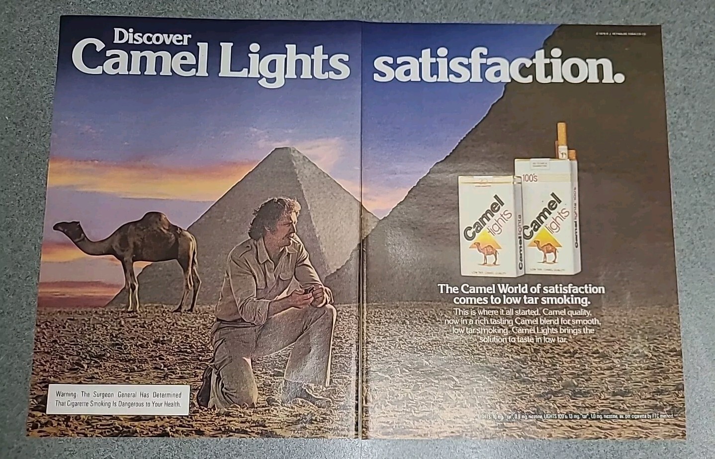 Camel Lights Cigarettes Pyramid Print Ad 1980 16x11 Great To Frame
