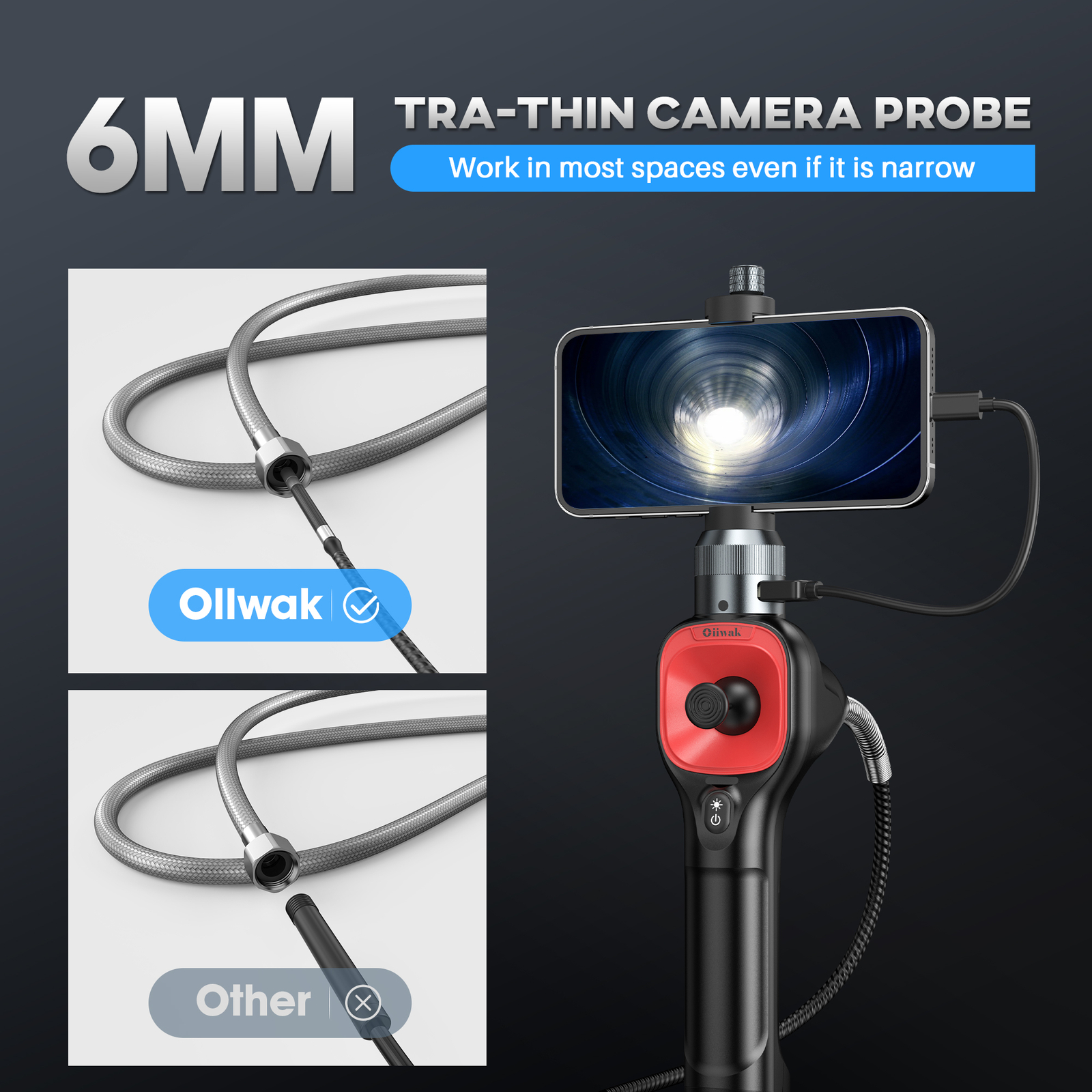 360° Rotation 1080P HD Industrial Endoscope Borescope Inspection Snake Camera