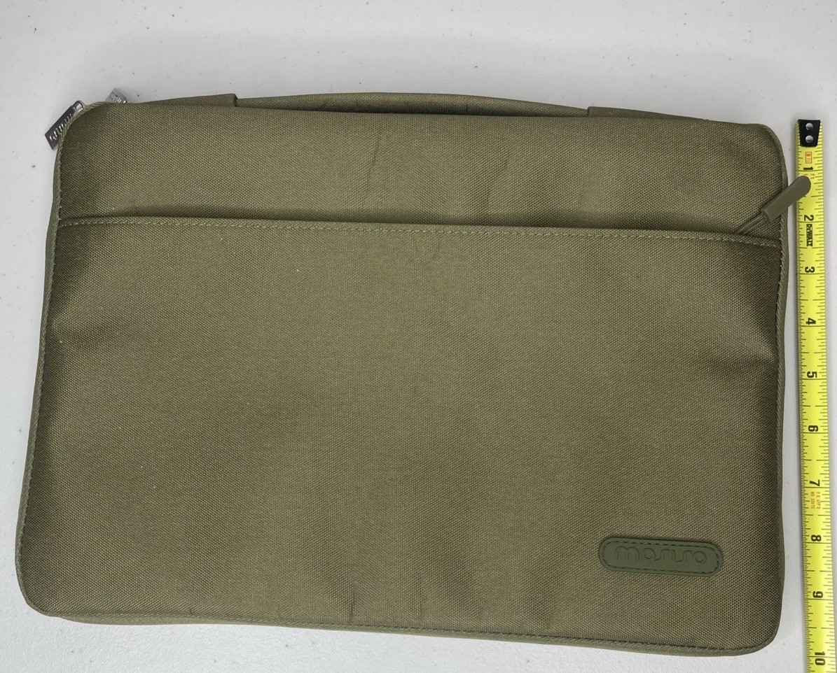 Mosiso Laptop Carrying Case Green/Grey Velvet Interior Excellent Quality