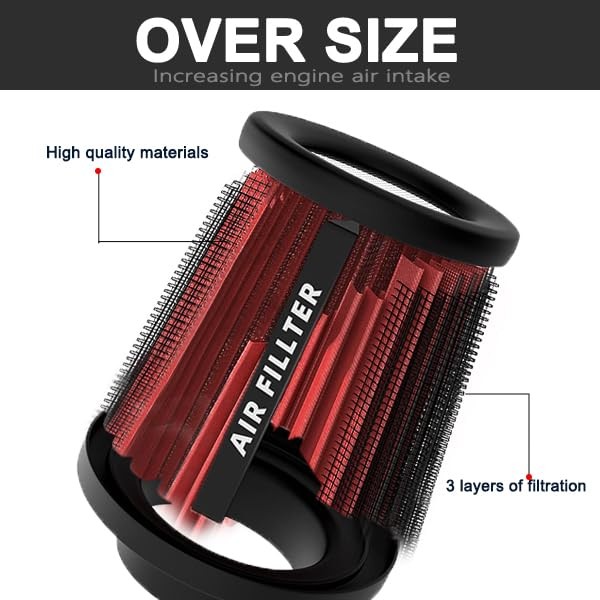 Universal 3 Inch 76mm Air Intake Filter Replacement Cone Air Filters Red