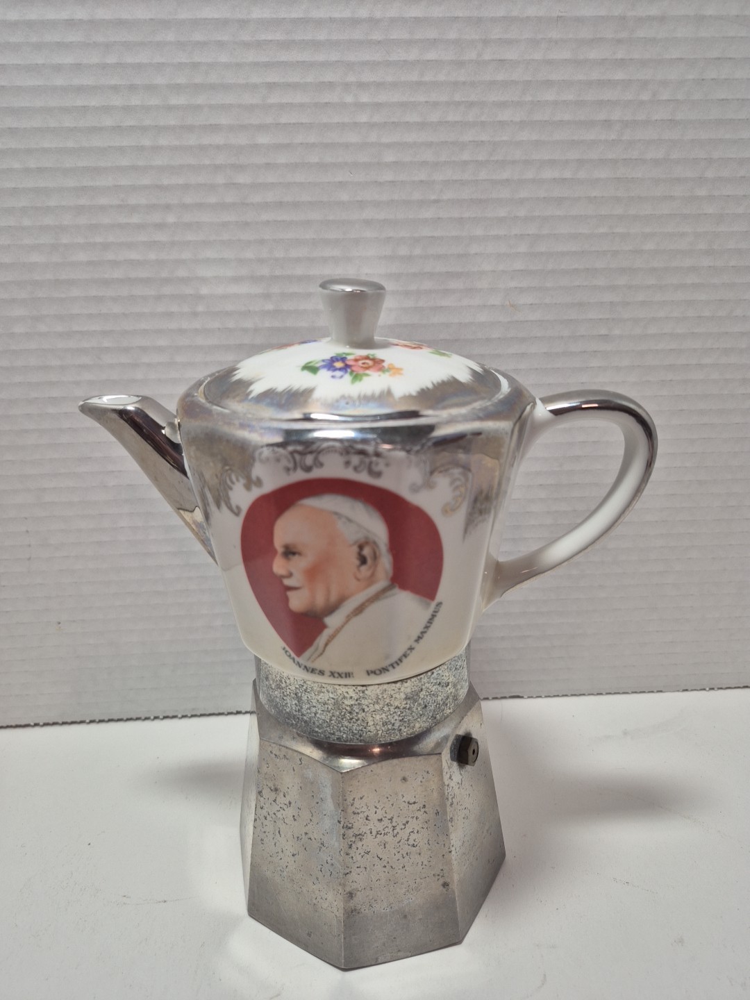 RARE Vintage ABC Crusinallo Expresso Stove Top Coffee Maker-Italy, Porcelain Pot