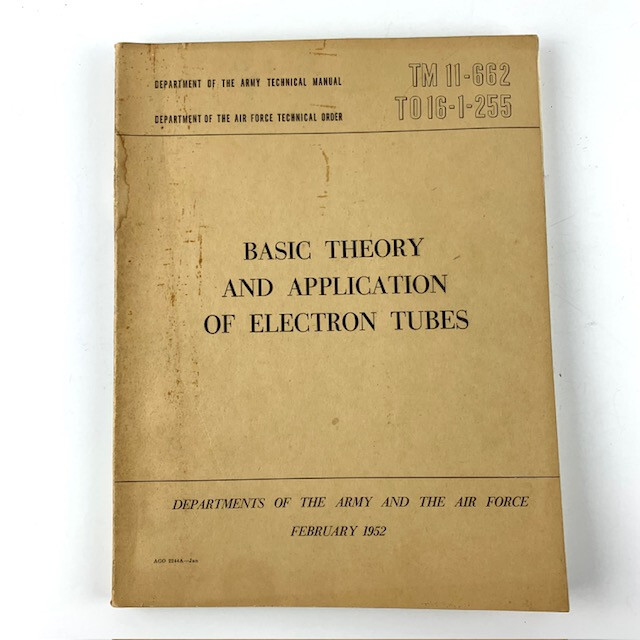 Department of the Army 1952 Technical Manual TM11-662 Theory Electron Tubes