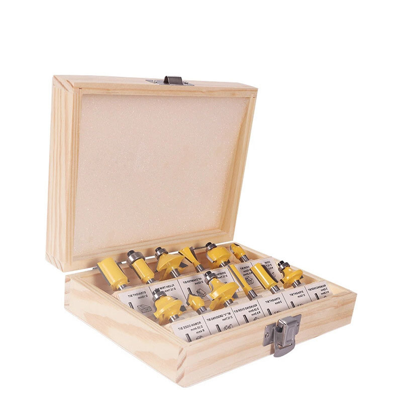12pcs/lot 8mm Router Bit Set Trimming Straight Milling Cutter Wood Bits Tool