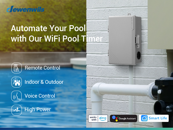 DEWENWIL WiFi Pool Pump Timer, Heavy Duty Wireless Controller Timer Water Heater