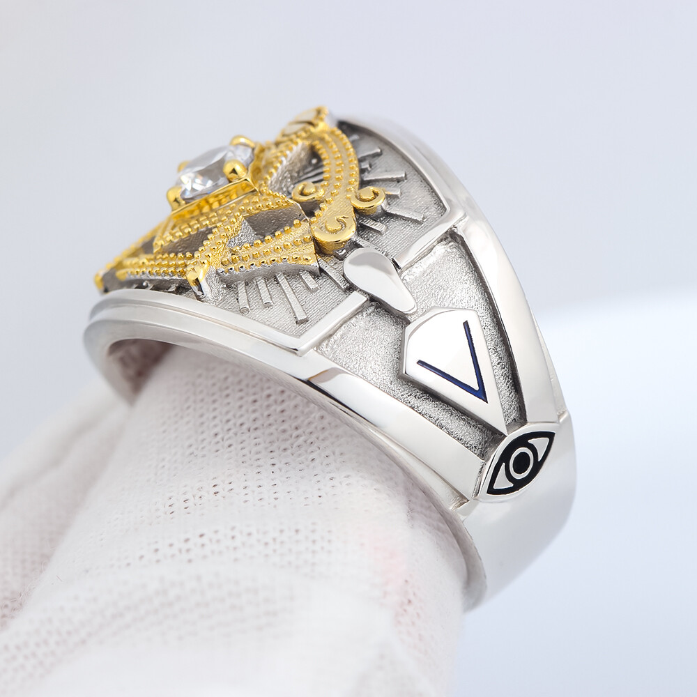Ancient Templar G Freemason Masonic Solid Sterling Silver Ring