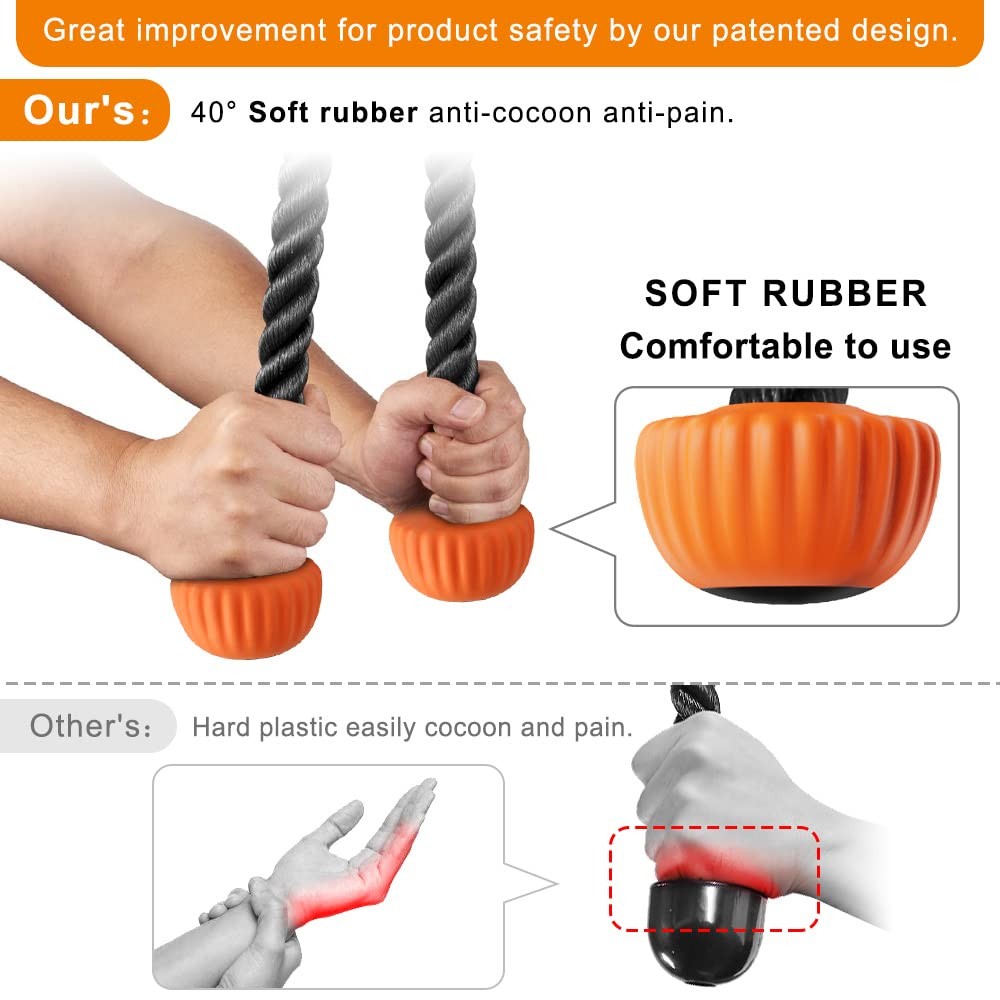 Tricep Rope Cable Machines Attachments for Gym, Universal Tricep Pull Down Ro...