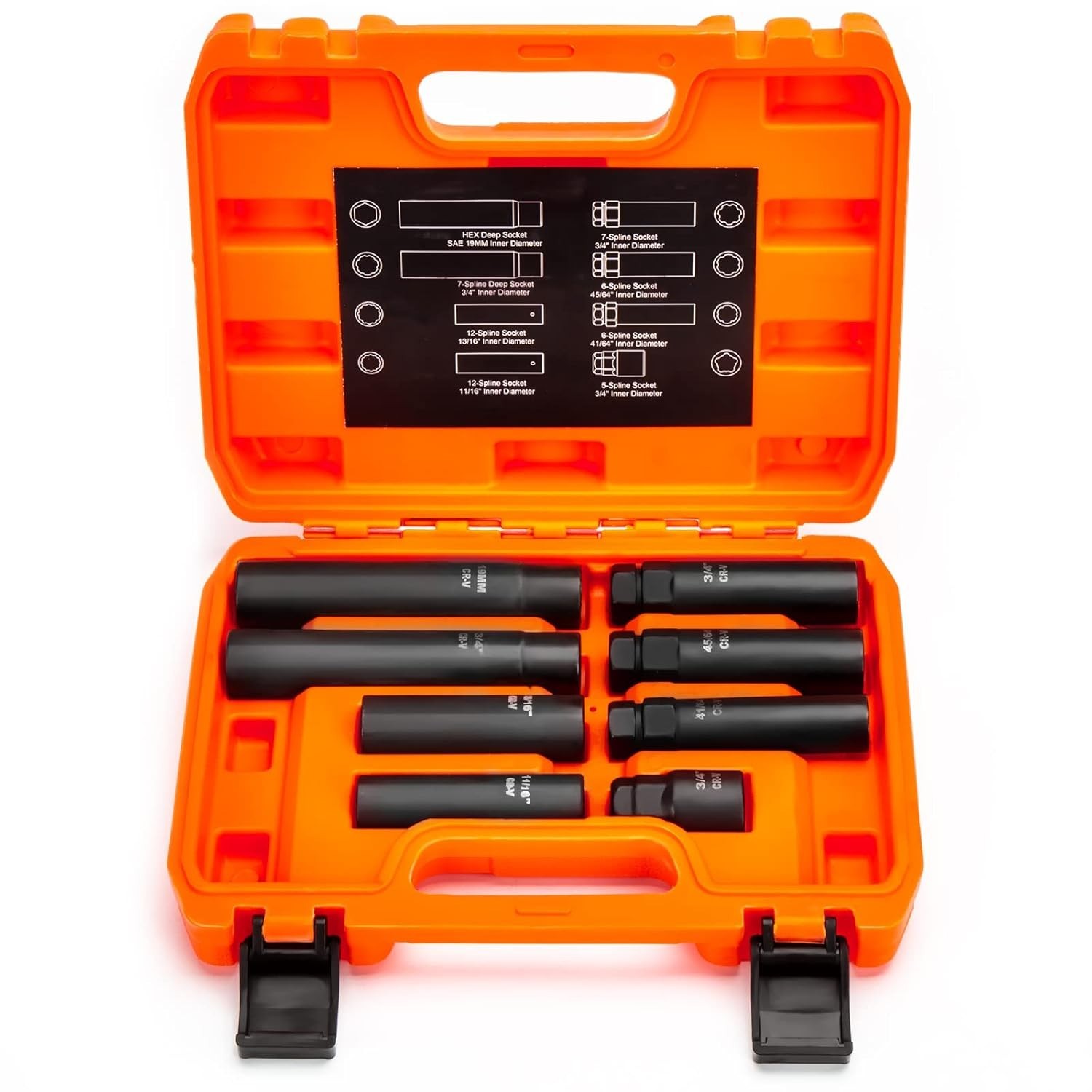 Dynofit 8 PCS 5/6/7/12 Spline Lug Nut Socket Set For Aftermarket Rims Wheel Lock