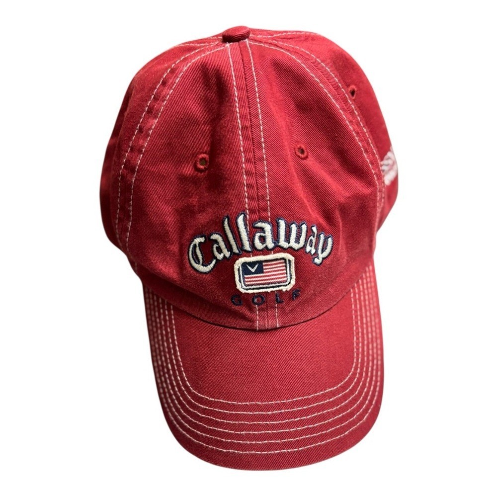 VGT Callaway Golf Cap Red Cotton Baseball Hat Crossville Tennessee USA Flag