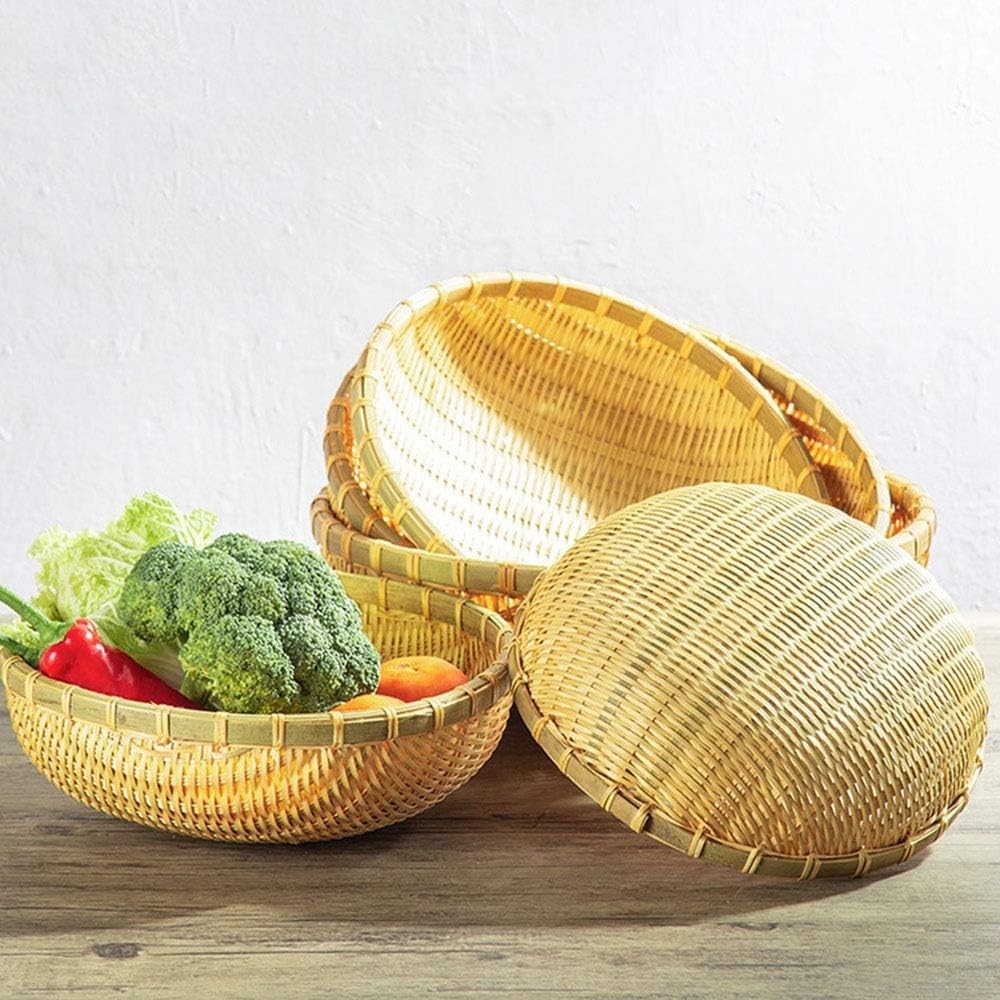 Compact Handcrafted Bamboo Basket - 16cm Palm-Sized for Organizing Essentials