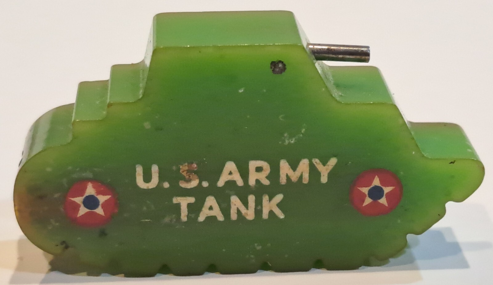 Vintage 1940s WWII U.S. ARMY TANK Shaped Bakelite Figural PENCIL SHARPENER