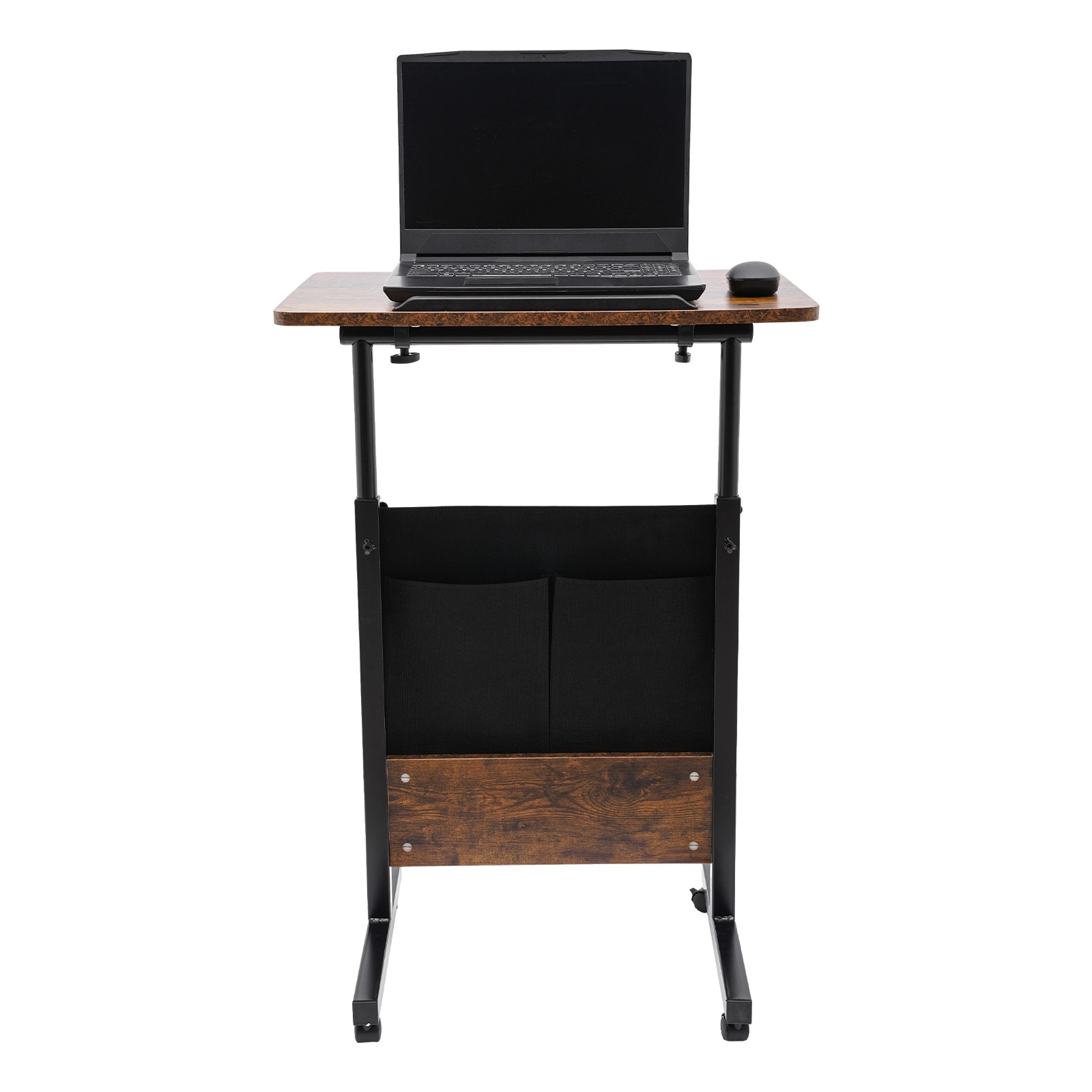 Rolling Adjustable Laptop Desk 32-47in Mobile Standing Table w/ Storage
