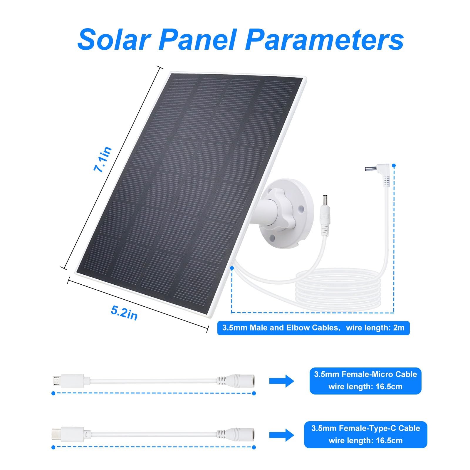 5V 3W Waterproof Solar Panel Charger for Outdoor Security Camera with DC...