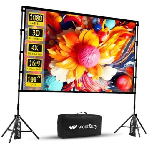 100inch Projector Screen with Stand: Portable Wrinkle-Free Screen | 100 inch