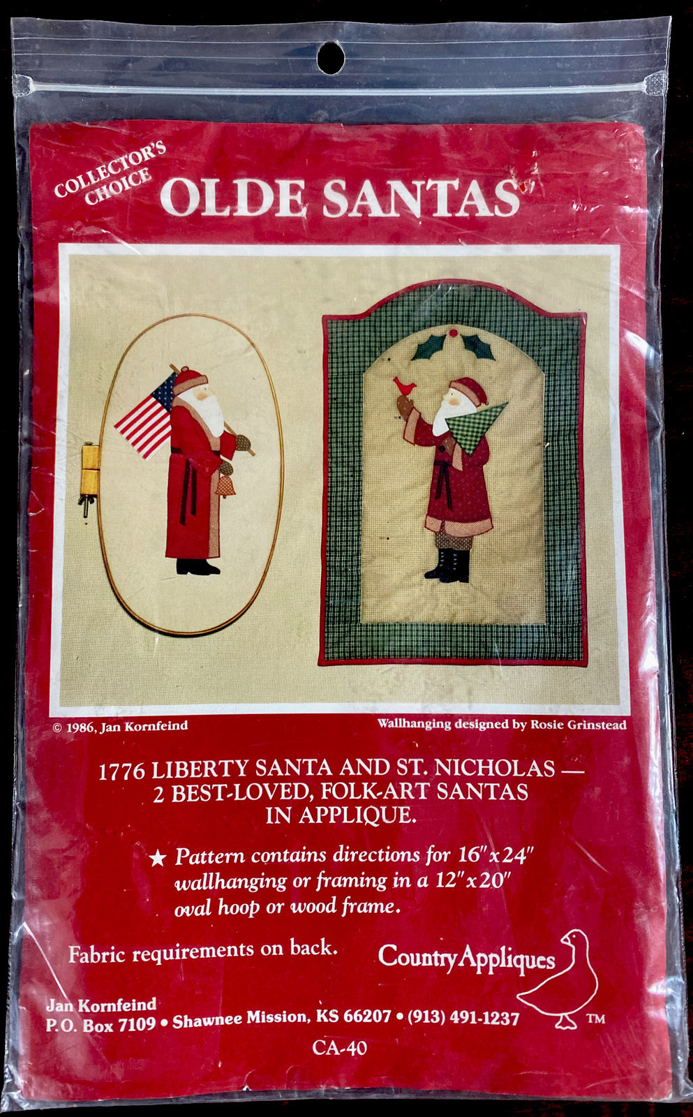 Olde Santas: 1776 Liberty Santa and St. Nicholas Appliqués by Country Appliqués