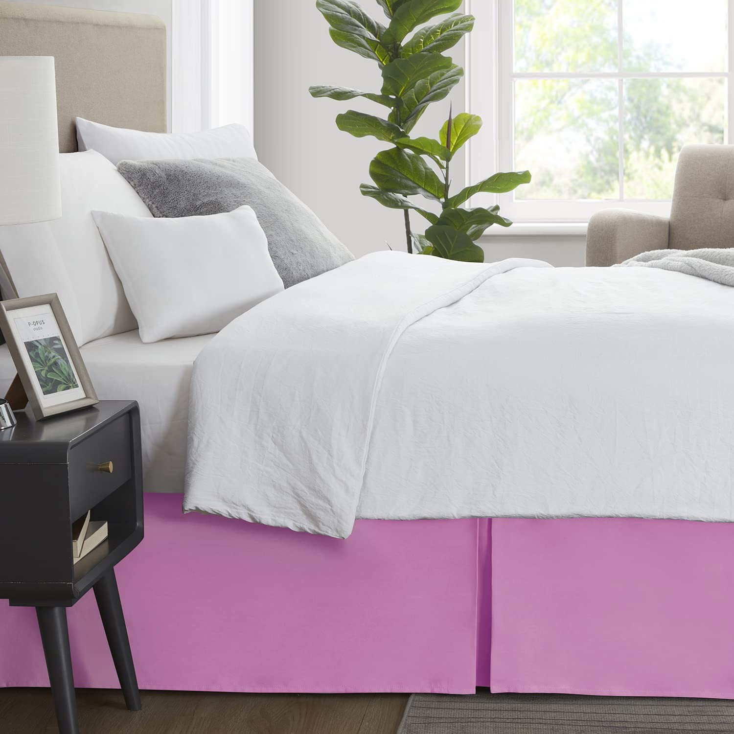 Nestl Light Pink Bed Skirt King Size - King, 23 -