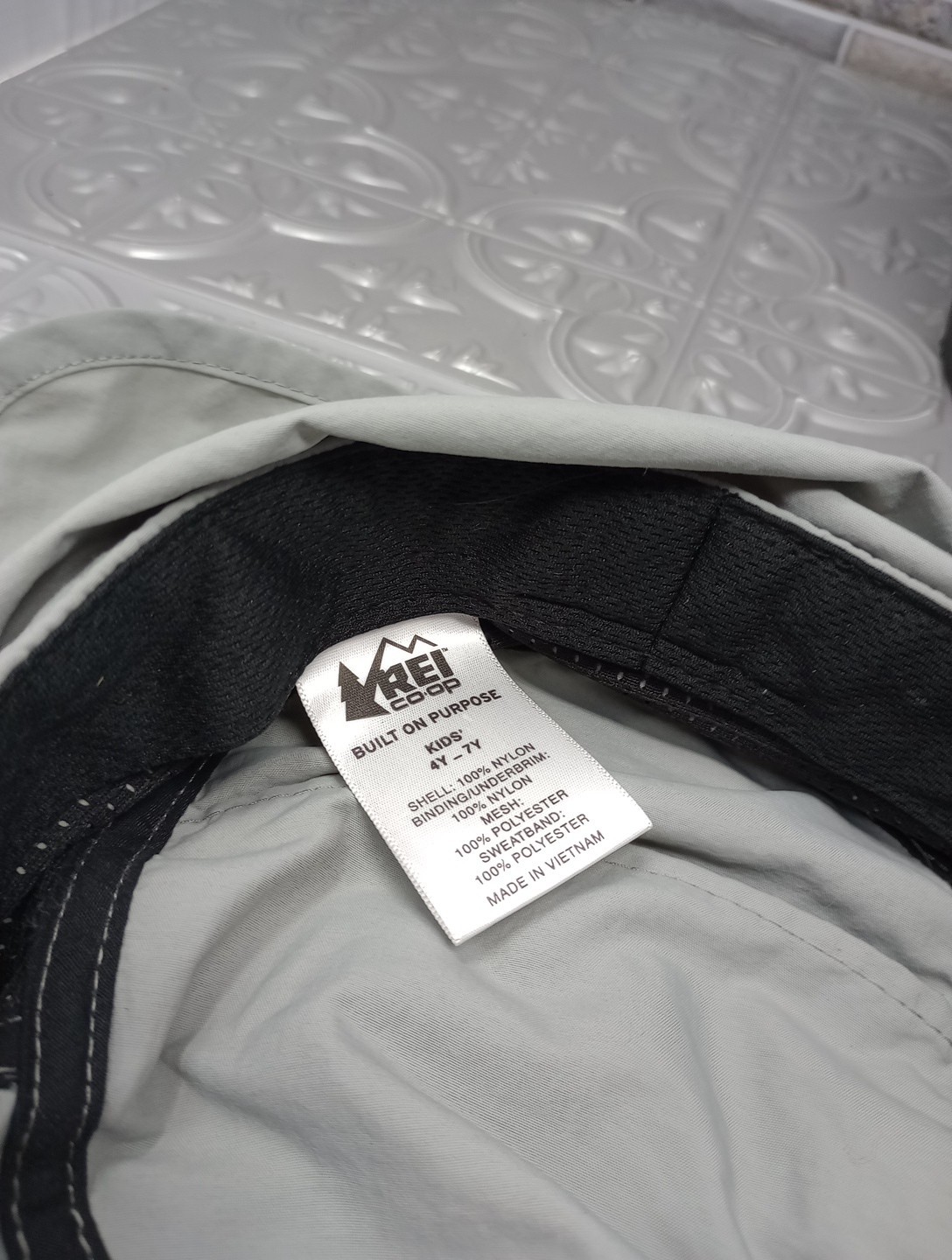 Rei Youth Kids 4y-7y Sun Runner Cap With Neck Cover Nylon/Mesh Gray