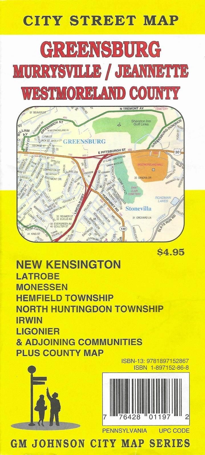 City Street Map of Greenburg, Murrysville, Westmoreland Co., Pennsylvania, GMJ