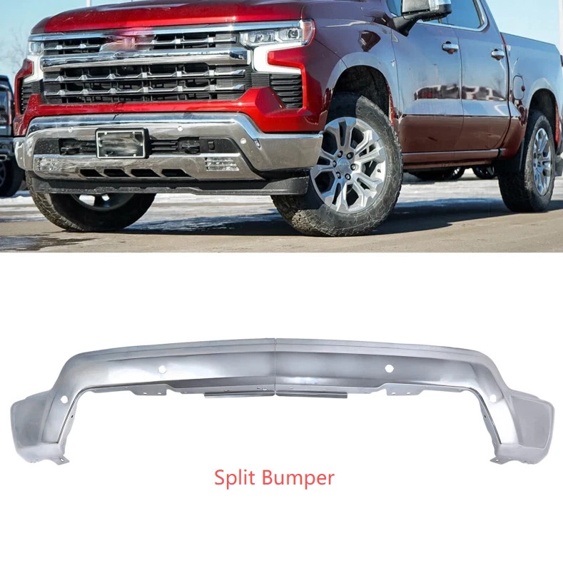 Chrome Front Bumper Face Bar For 2022-2024 Chevy Silverado 1500 W/ Sensor Holes