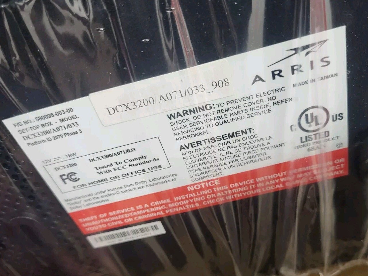 Arris DCX3200 Set Top Box New
