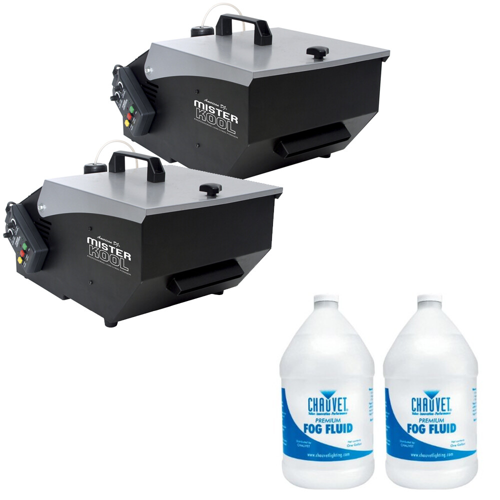 American DJ (2) Mister Kool Low-Lying Area Effect Foggers w/ 2 1-Gal Fog Fluids