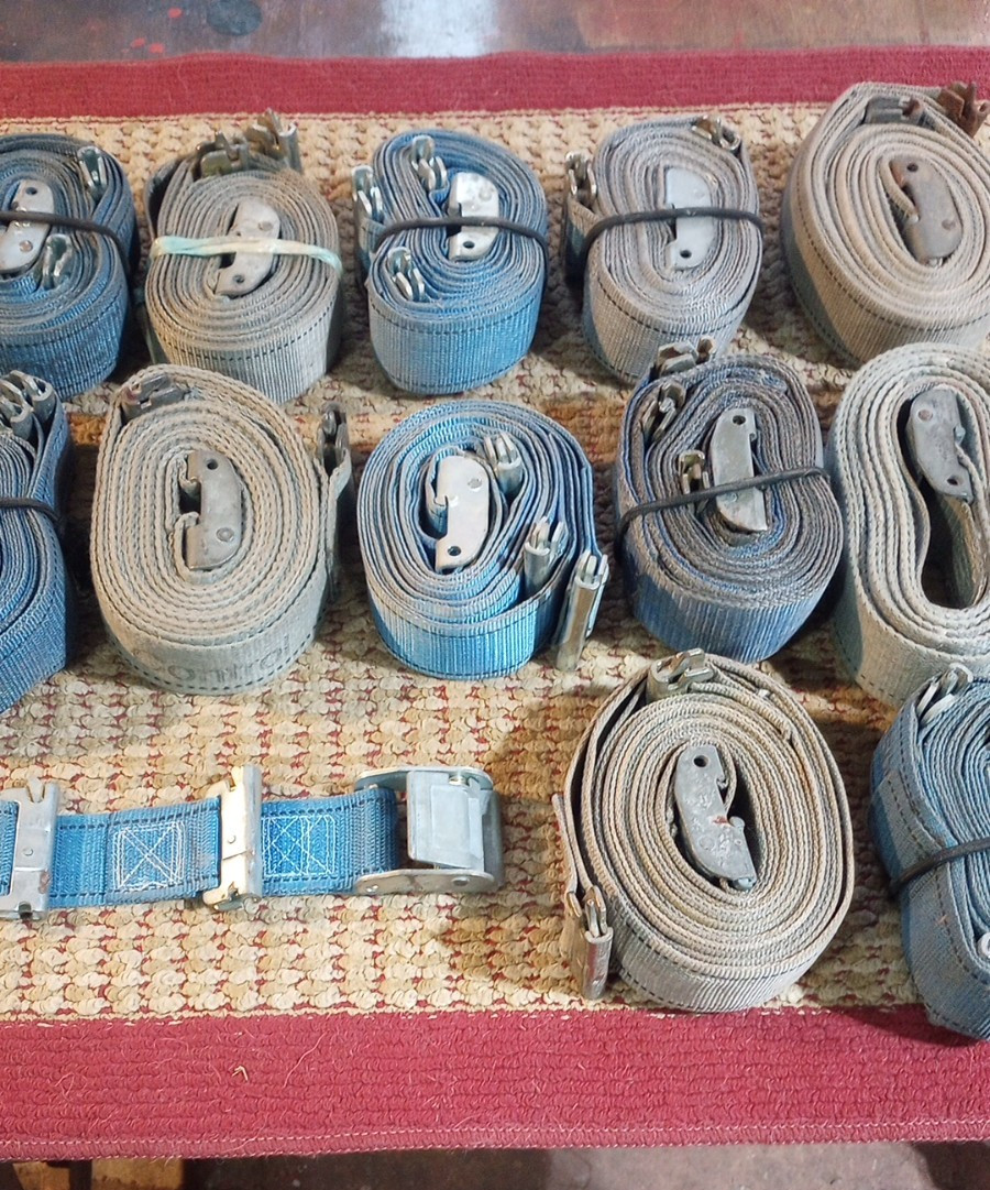 12 x E Track Cam Buckle Cargo Straps - 2 Inch X 16 Ft Gray  Free SHIP
