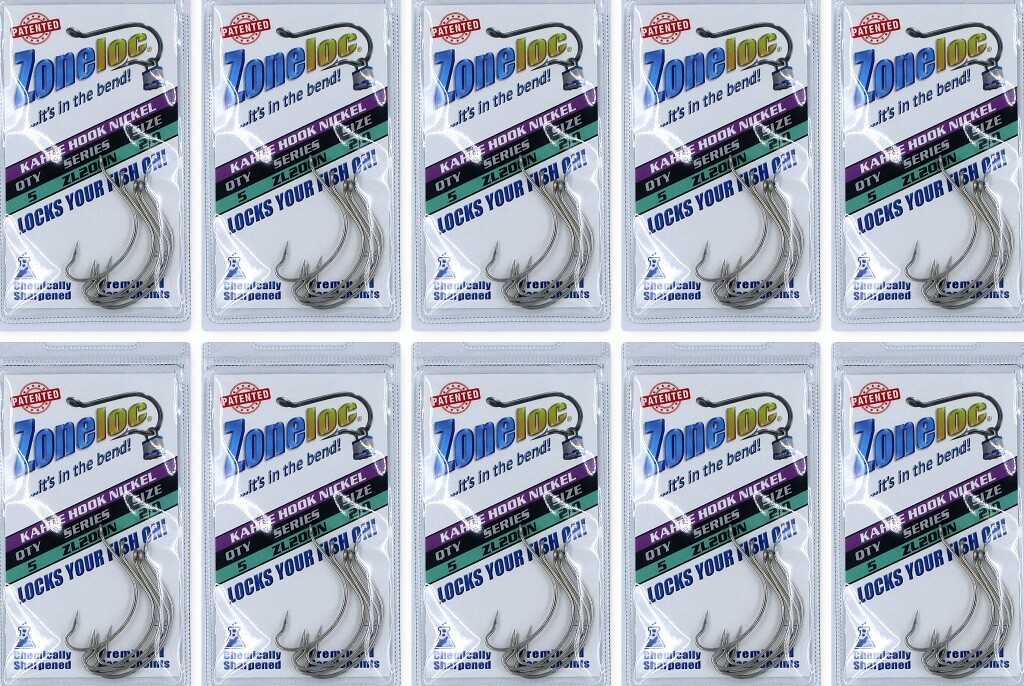 (10) Packs Zoneloc Kahle Nickel Fish Hook Size 2/0 Fishing ZL200BN-2/0 Brand New