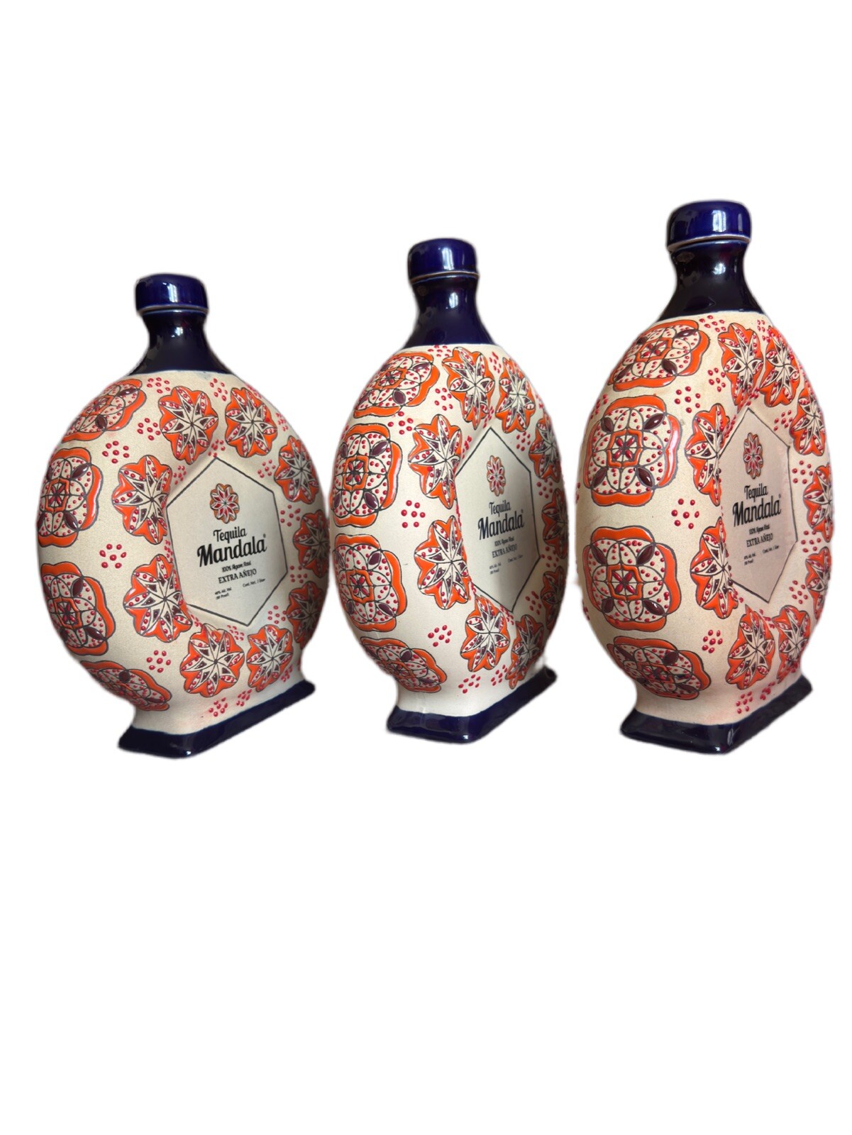 Tequila Mandala Extra Anejo EMPTY Bottle Hand Painted Limited Edition 3Pc