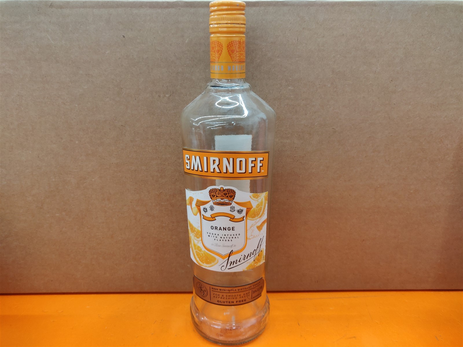 ⭐️⭐️⭐️⭐️⭐️ EMPTY 1L Smirnoff Orange Clear Class Bottle for Crafts/Upcycle