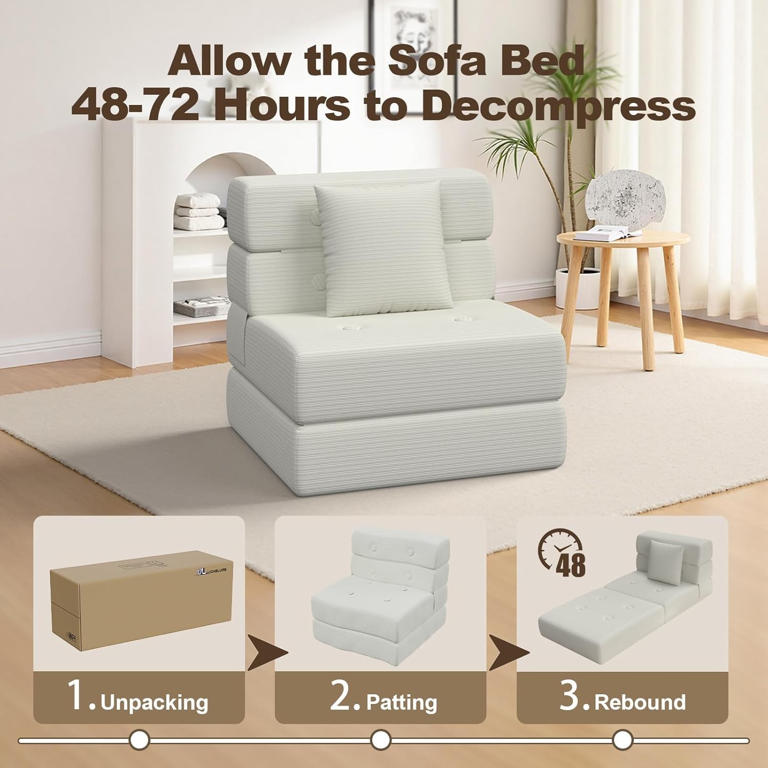 Folding Sofa Bed Convertible Sleeper Chair & Couch Bed W/ Pillow One-Piece