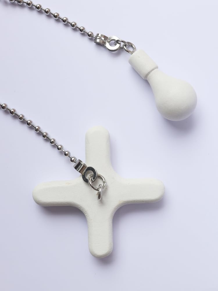 2 Pack Ceiling Fan Pull Chains, 12-inch Beaded Ball Extension Chains with Whi...