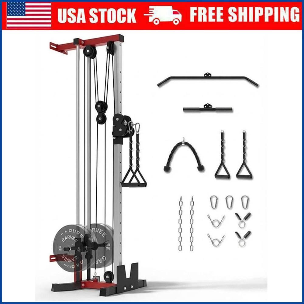 Dual Pulley Wall Mounted Cable Machine, 19-Level Adjustable 400LBS for Home Gym